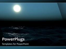 PowerPoint Template - Nature video template of ocean waves flowing at night in the moonlight.
